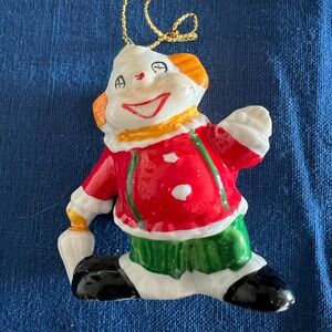 Vintage 1990s Ceramic Clown Ornament